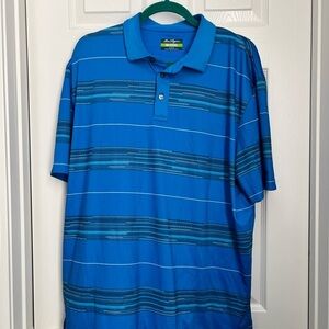 Ben Hogan Blue Striped Polo Performance Golf Shirt